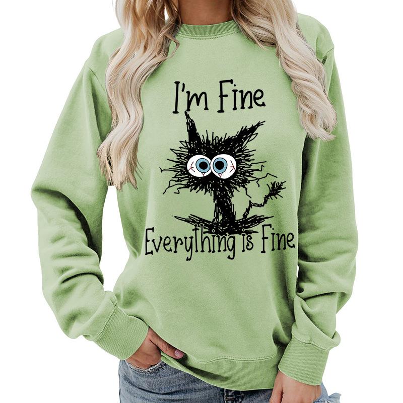 Weekends Printed Round Neck Women's Top Sweatshirt for Autumn Winter Casual Loose Fit Pullovers & Long Sleeves Women’s