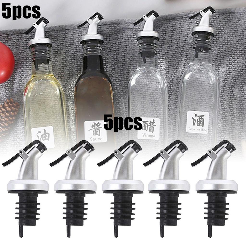 5Pcs Bottle Pourer Liquor For Spirit Oil Olive Stopper Dispenser With Dust