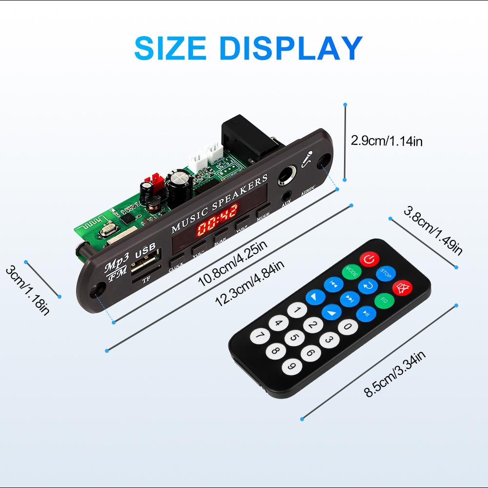 With Time Display Bluetooth 5.3 Decoding Board 60W Amplifier MP3 WAV Decoder Board Wireless Car USB MP3 Player TF Card USB FM