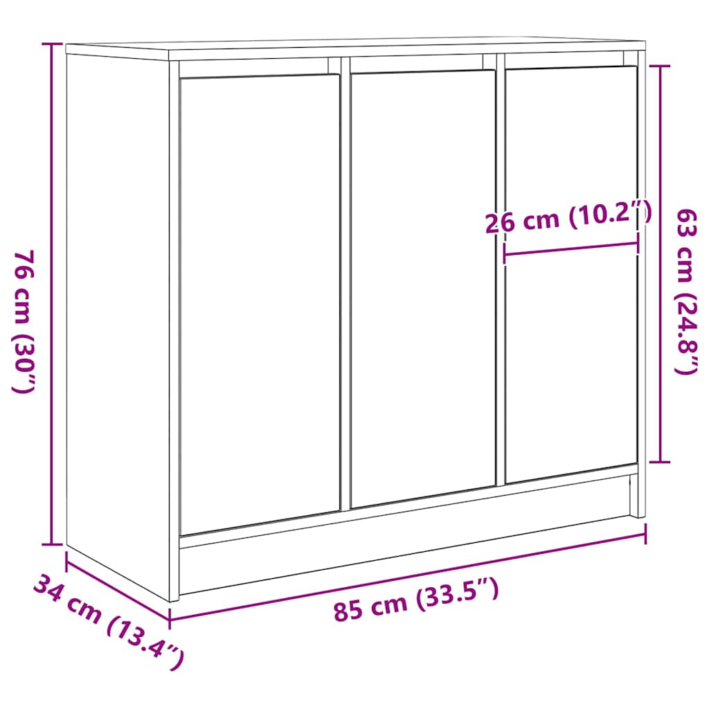 Sideboard Gray Sonoma 85 x 34 x 76 cm Particleboard