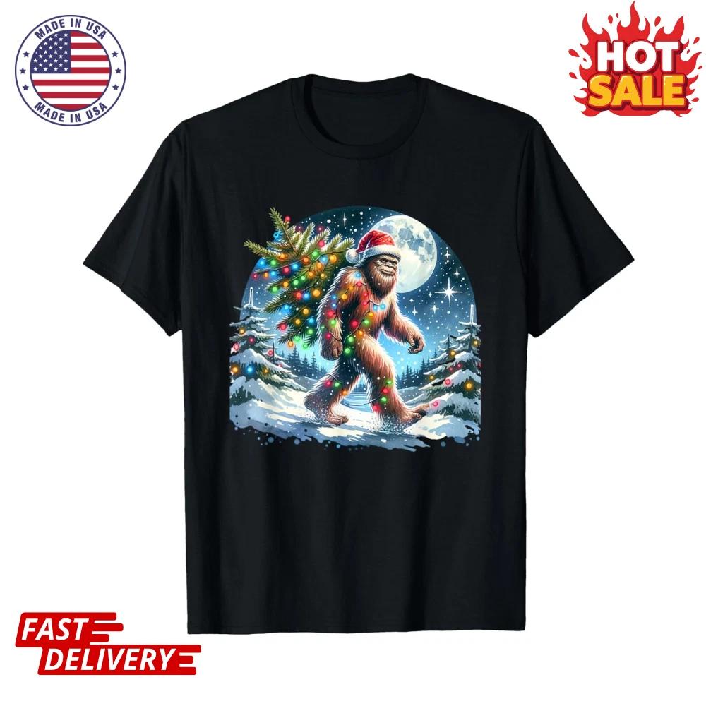

Bigfoot Christmas Holiday Sasquatch Xmas Inspired Design Unisex T shirt Sz S-5XL 3XL