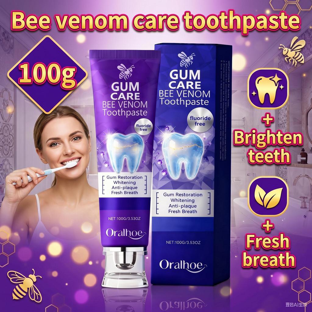 Oralhoe Bee Venom Toothpaste For Fresh Breath, Gentle Daily Cleaning, Supports Gum Health And Tooth Enamel, Mint Flavor, 100g