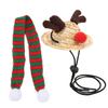 Bearded Dragon Santa Hat Scarf Reptile Adjustable Straw Elk Hat and Scarf Christmas Costume for