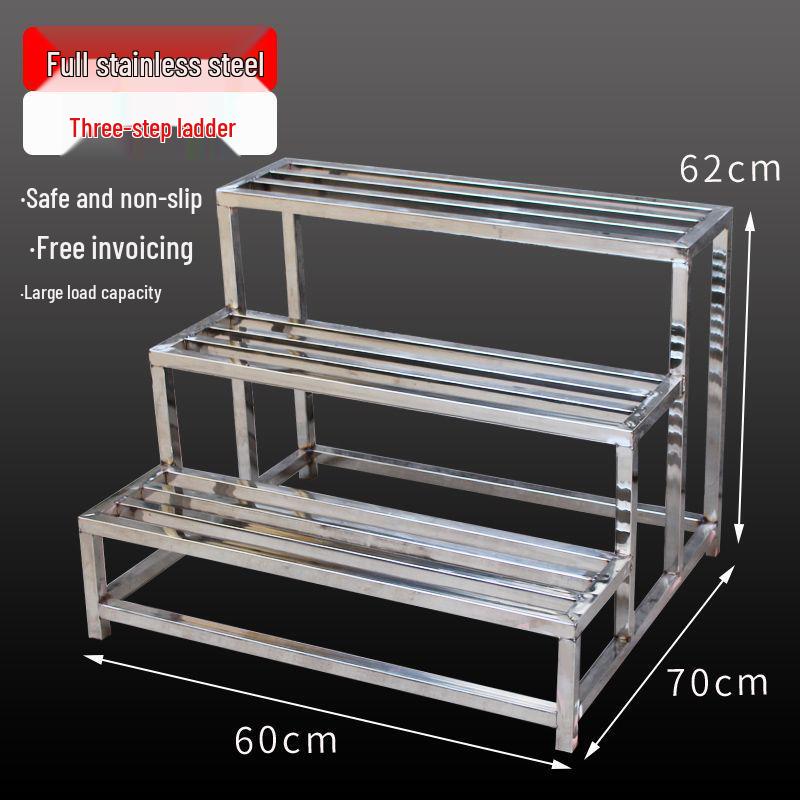 Stainless Steel 4-Step Height-Adjustable Ladder Footstool for Household & Hospital Use