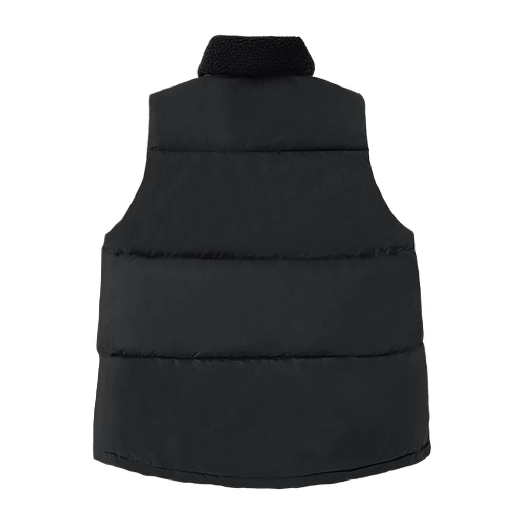Vêtement d'extérieur pour femme de couleur unie avec col, gilet thermique en coton