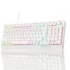 Mechanical Gaming Keyboard with Red LED Word USB Fast Number Volume Control Computer Keyboard White 98-Key Switches, Backlight, Illumination, Wired,