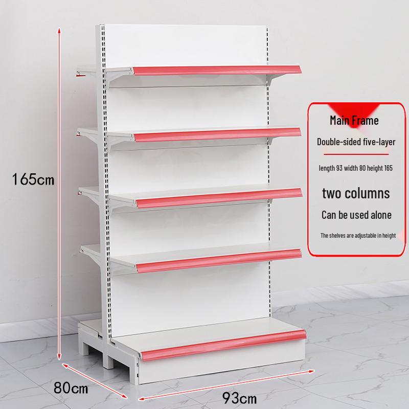 Adjustable Supermarket Display Rack for Snacks and Food, Single/Double-Sided, Ideal for Convenience Stores and Mother & Baby Products.
