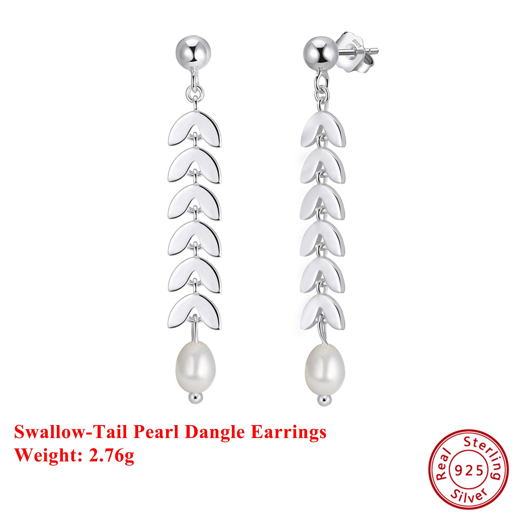 

EFFIE QUEEN 925 Pure Silver 14k Gold Swallow-Tail Pearl Chain Choker Necklace Banquet Jewelry for Women Wedding Party Gift GPN88