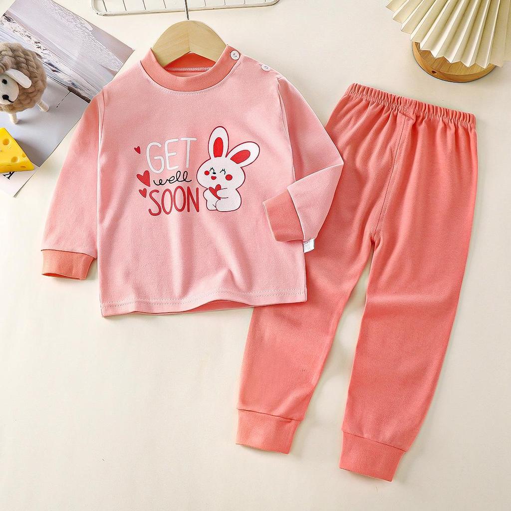 Pantaloni invernali per bambini a maniche lunghe o collo T-shirt Set pantaloni larghi casual da 2 pezzi in cotone con stampe di cartoni animati