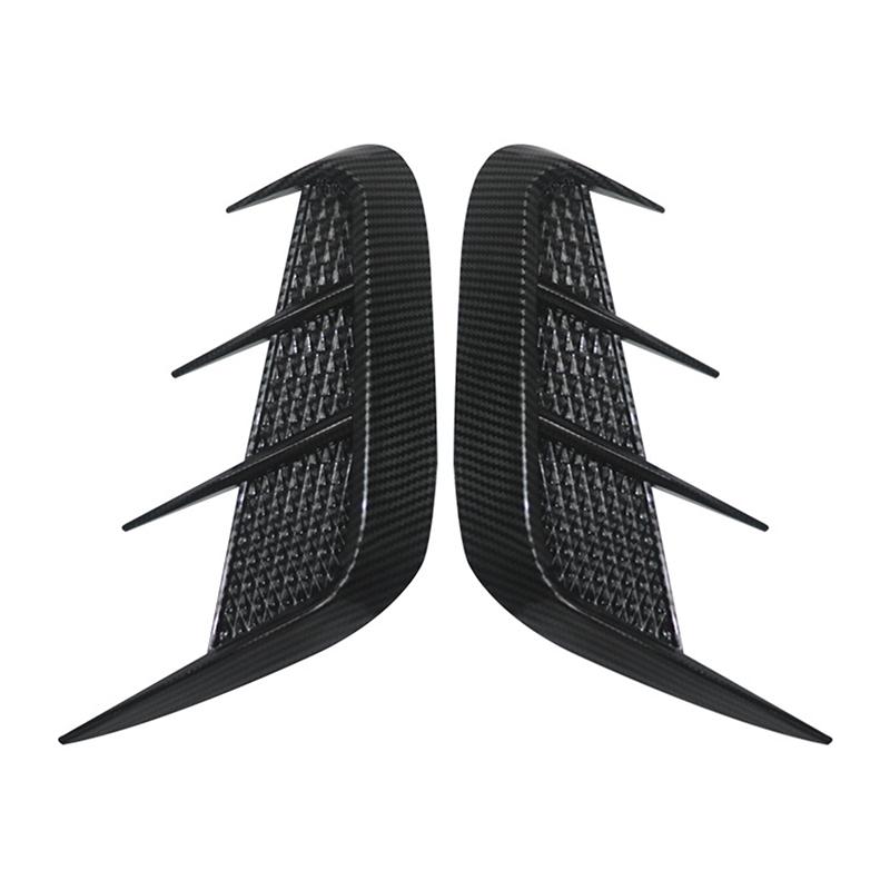 1 Pair Car Body Decoration Universal Carbon Fiber Pattern Soft Front Bumper Side Air Flow Vent Cover Diy Accessories