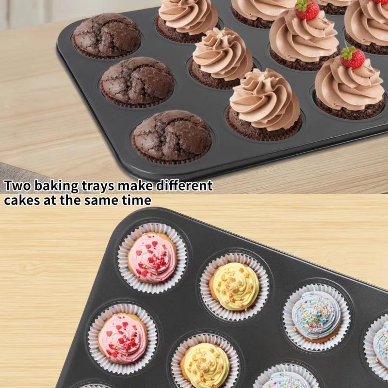 Cupcake-Pfanne, Muffinblech, Cupcake-Form, Muffin-Pfanne, Backform aus Karbonstahl, antihaftbeschichtetes Backgeschirr, Keksform, Mikrowellen-Kuchenform