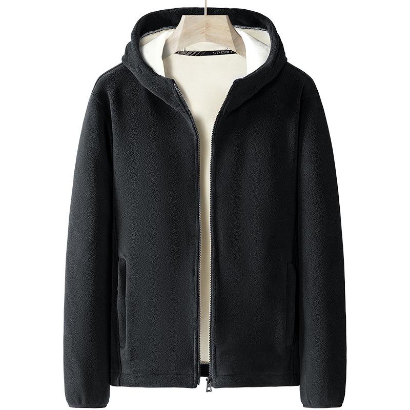 Austenitisches Fleece Outdoor Sports Kapuzenjacke Loose Fit Casual Herbst und Winter Herren Dicke Fleece Hoodie Jacke