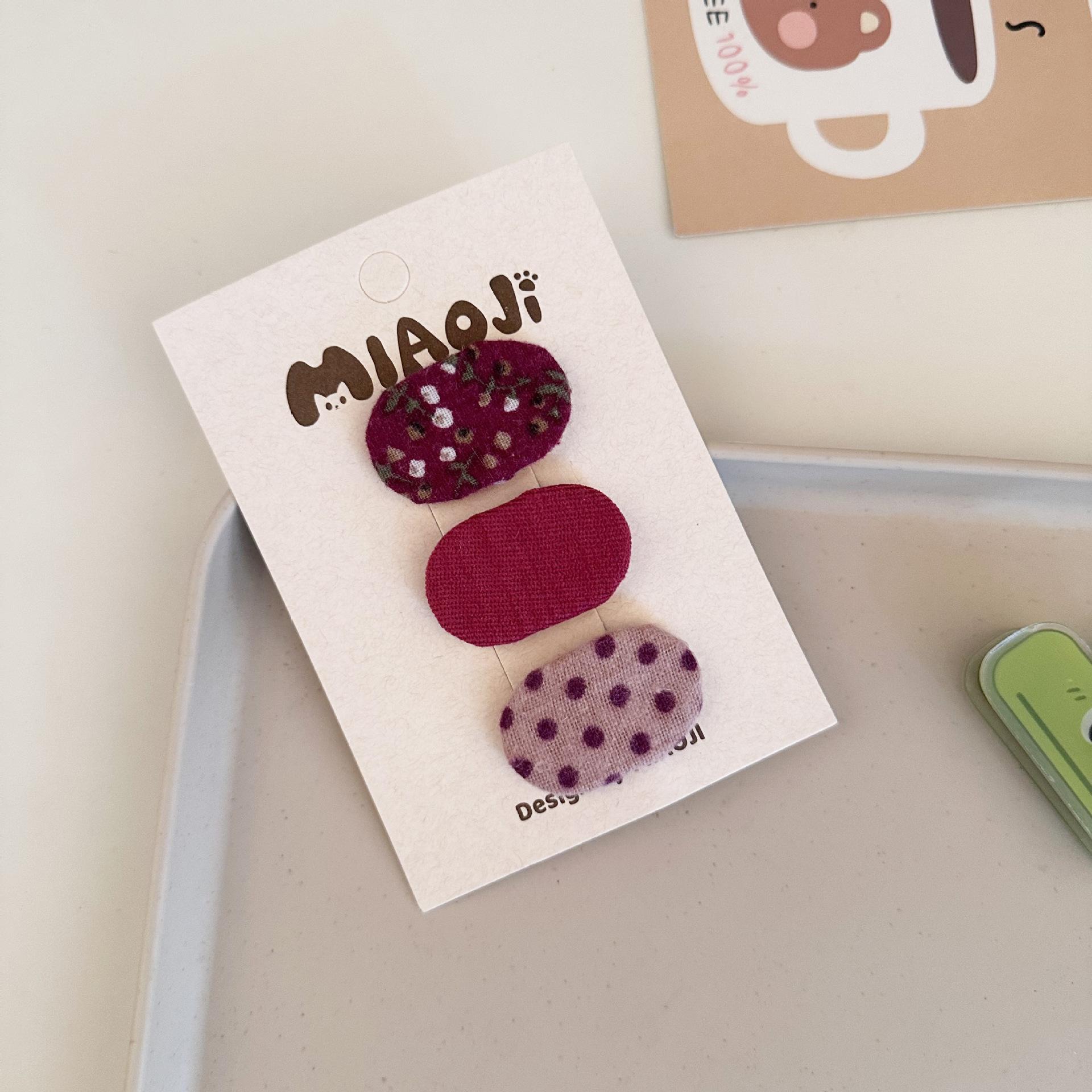 

Корейская мода 3 шт., однотонные цветочные заколки для волос для девочек, тканевые заколки в горошек для детей, симпатичные боковые заколки, милые аксессуары для волос