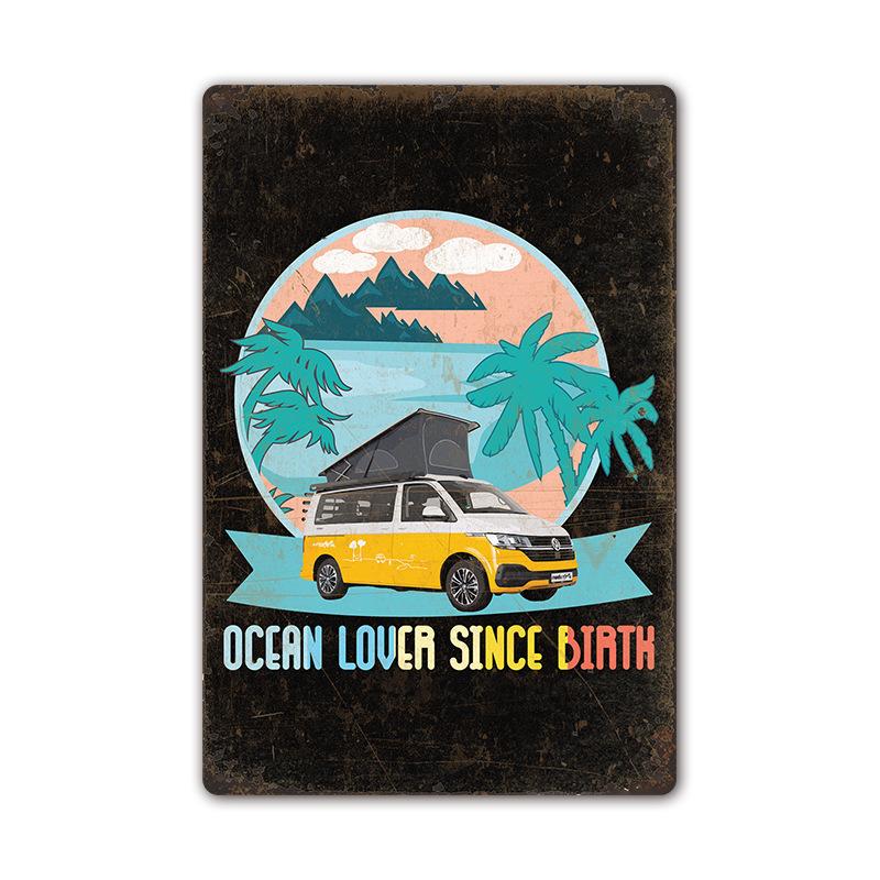 Vintage Tin Art of Summer Beach Scenes: Ideal Wall Murals for American Bar Backdrops and Home Decor