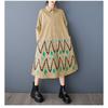 Loose Large Size Printed Splicing Casual Simple Sweetheart Long Sleeve Dresses