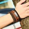 4 PCS/Set Hand Woven Leather Bracelet Wooden Bead Set Bracelet Letter Believe Vintage Accessories Gift