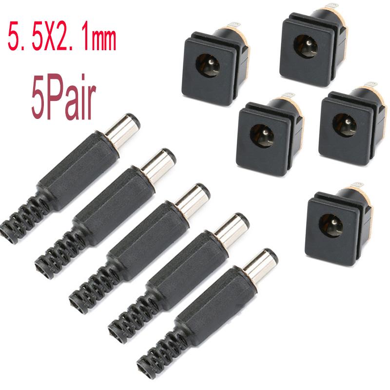 

10 шт. DC 5,5x2,1 мм 3,5x1,3 мм 2,1 2,5 разъемы DC Power Plug Male Female Jack Socket Nut Panel Mount DC Power Adapter Connector