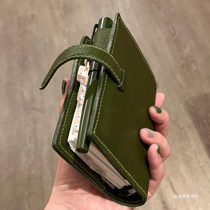 Green Leather Notebooks Portable Pocket Book M5 Loose Leaf Notebook With 60/40 Blank Inner Page Suitable For Girl Back To School