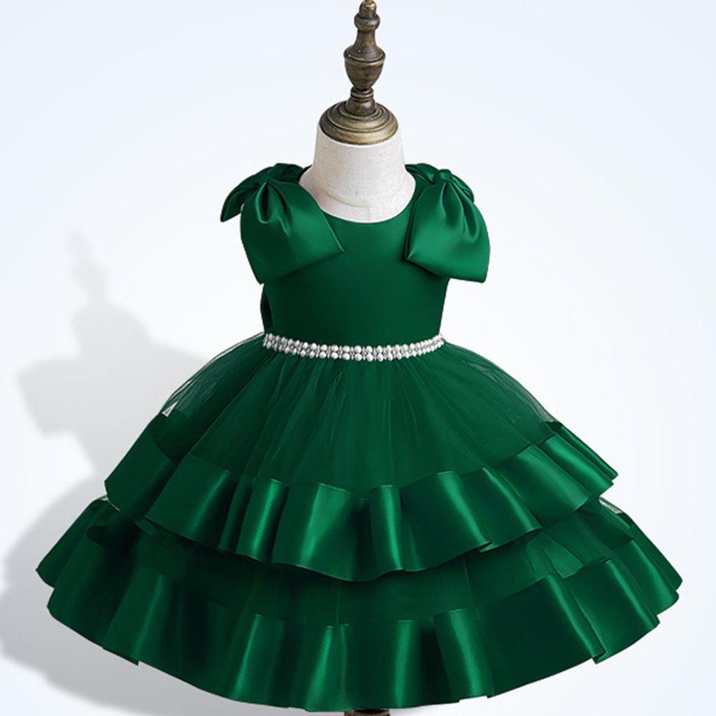 Rochie de petrecere pufoasă din plasă cu fundă mare pentru fete