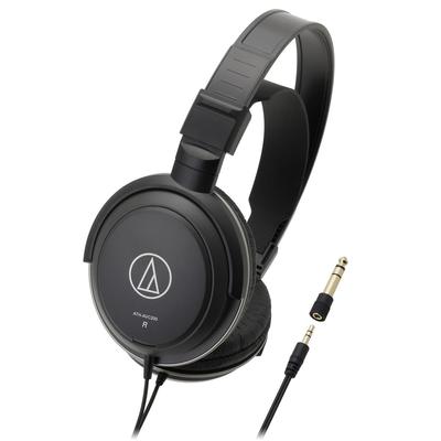 Auriculares con cable para conexión mini, color negro, Audio-Technica ATH-AVC200, para música, películas y videojuegos, cable de 3 m, 6,3 mm estándar y 3,5 mm.