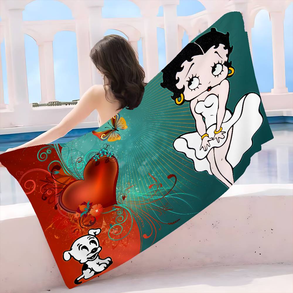 Anime B-Bettys B-Boops Microfiber Beach Towel Absorbent Quick Dry Soft Yoga Swimming Resort Mountain Climbing Towel