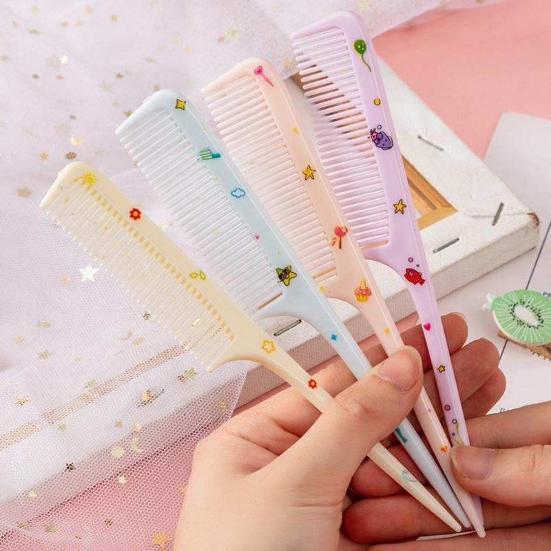 2 szt./zestaw Uroczy Dziecięcy Grzebień do Włosów Antystatyczny Grzebień z Ostrym Końcem dla Dziewczynek Dzieci Wzór Owocowy Grzebień do Włosów Prezent