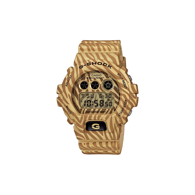 

Casio G-SHOCK theme series zebra stripes multi-function alarm clock electronic fluorescent lighting fully automatic calendar quartz DW-6900ZB-9 жовтий
