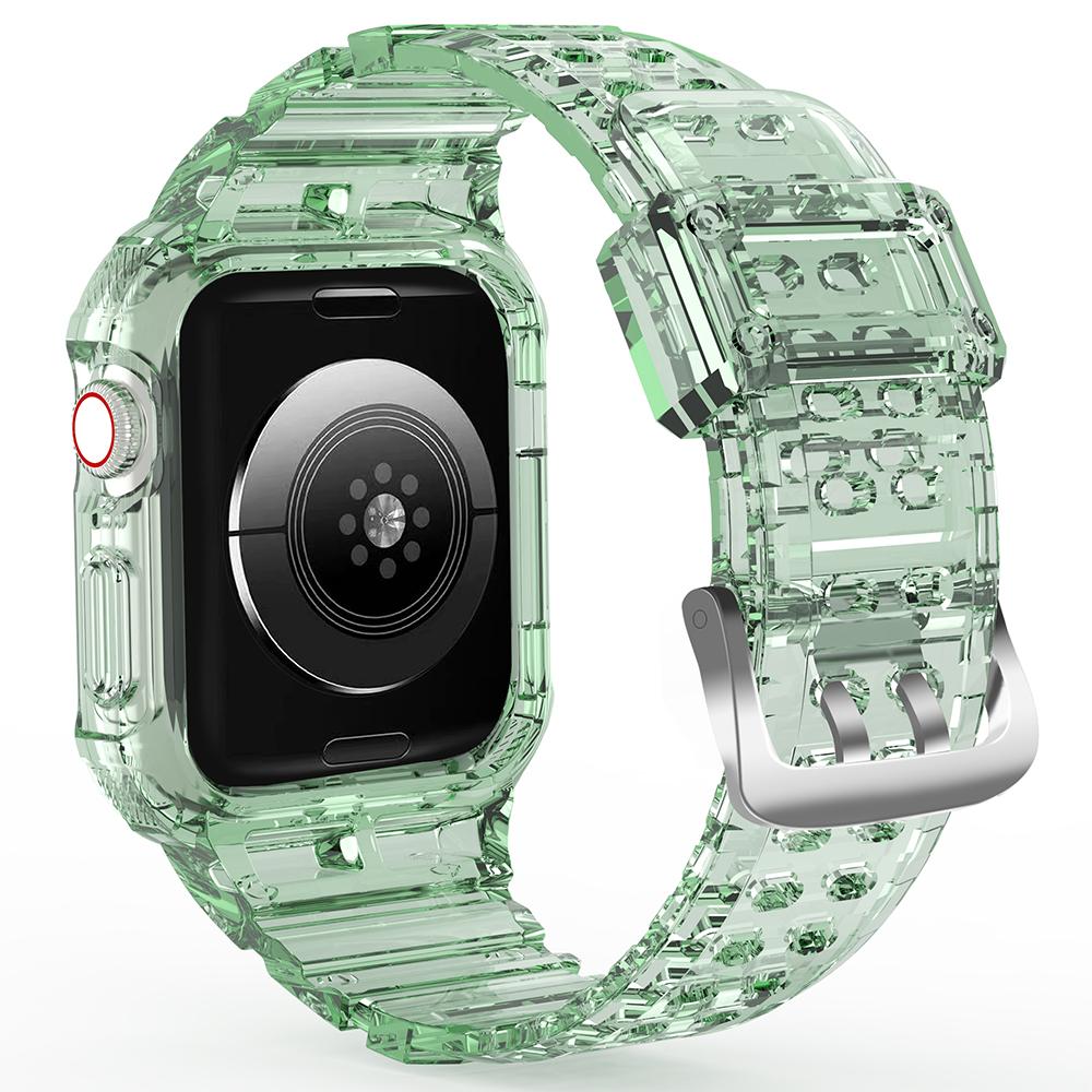 Für Apple Watch Series 9/8/7 41mm/SE (2023)/SE (2022)/SE 6 5 4 40mm TPU Uhrenarmband mit Gehäuse
