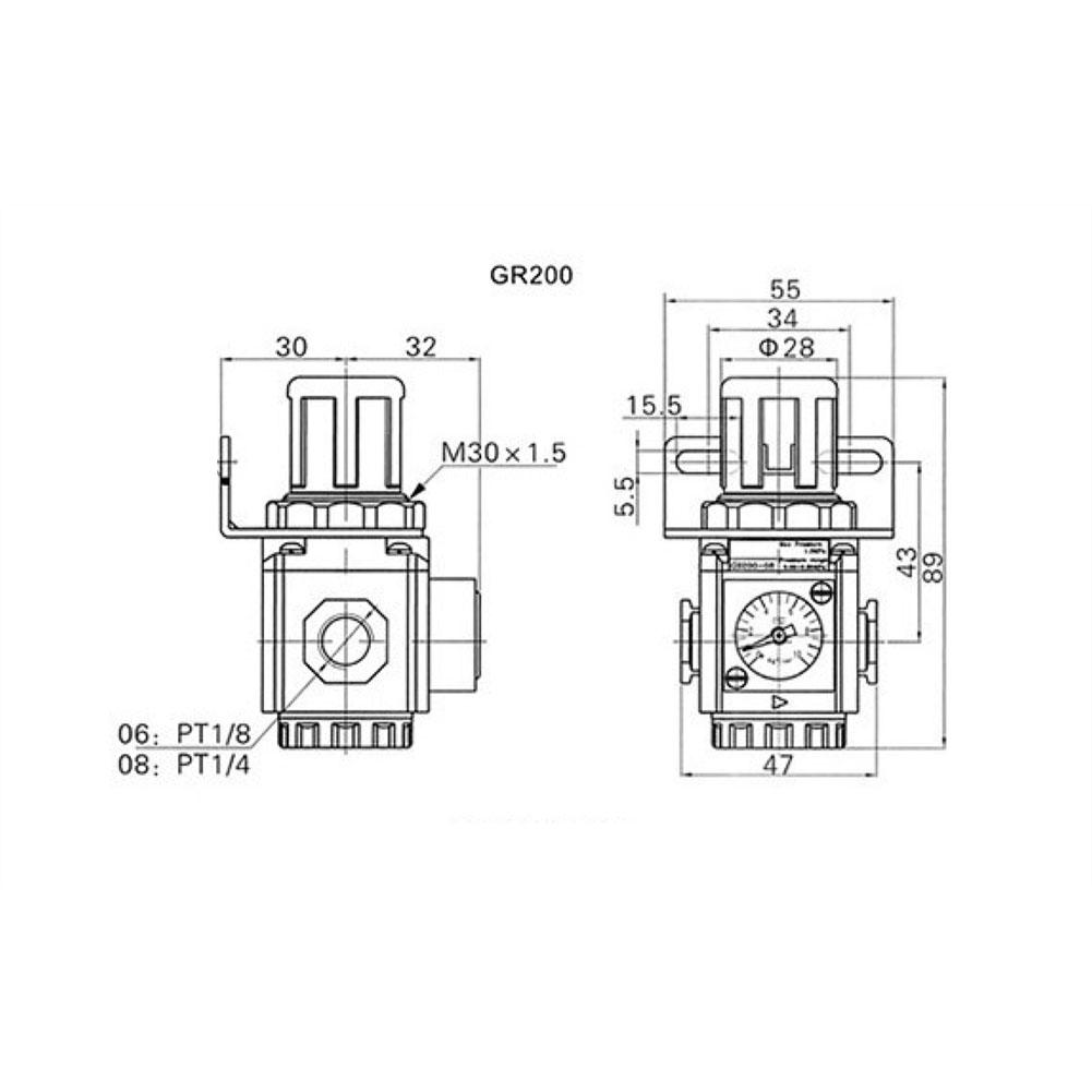 High Quality Air Source Processor GR200-08 Air Pressure Regulating Relief Valve Manual Pressure Regulating Valve