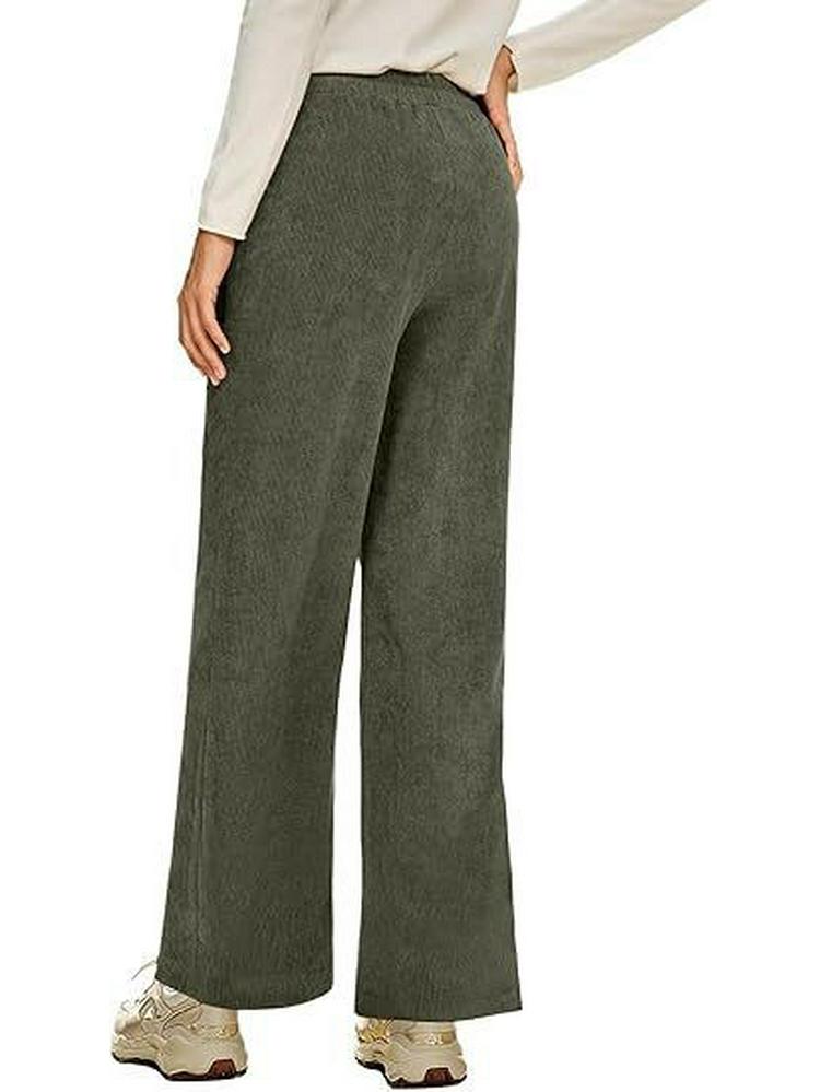 2026 Spring Elastic High Waist Lace-Up Corduroy Pants, Wide-Leg, with Pockets, Casual Long Trousers.