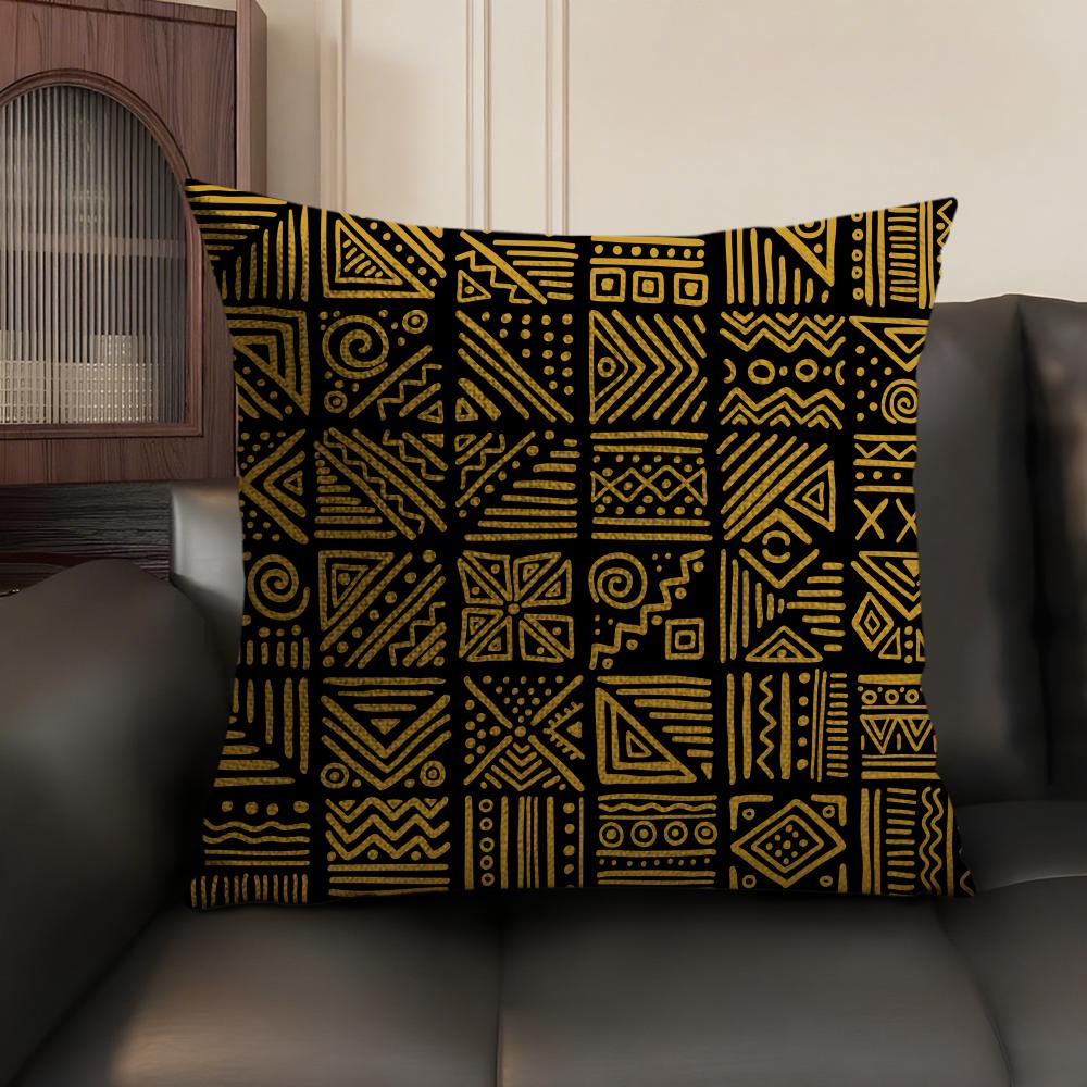 African Tribal Pattern Cushion Cover Summer Breathable Linen Organic Fabric Double-Sided Printing Sofa Pillow Case Home Decor