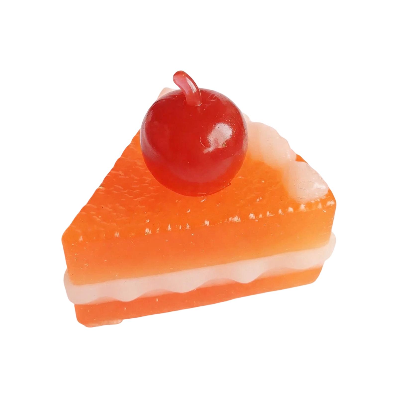 

Cherry Mousse Cake Slice TPR Squeeze Toy Stress Relief Sensory Fidget for Adults and Kids Home Office Decor One Size помаранчевий
