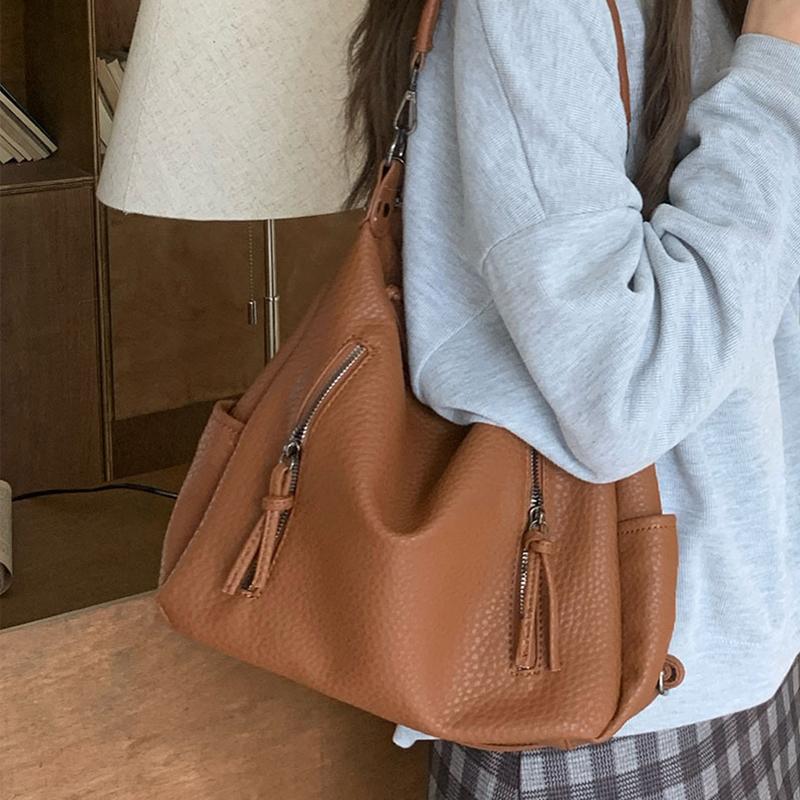 Large Capacity Handbag For Women New Soft PU Leather Bucket Bag Versatile Tote Bag For Casual Commuting Shoulder Wallet ARI