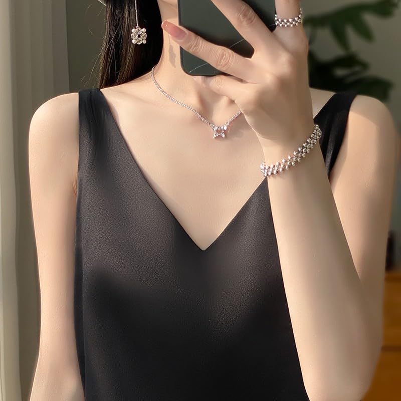 Niliv Simple Silk Tank Silk Solid Stretch Size Women's V-Neck Camisole, Underwear, Top, Pajamas, Sleepwear, Satin, Summer, Breathable, Color,