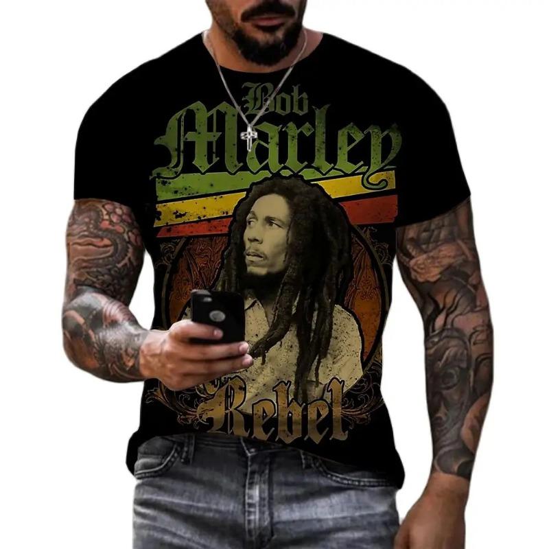 Men's 3D Rock Hip Hop Rap T-shirt Fashion Trend Street Casual Round Neck Short Sleeve Top