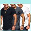 Men's Slim Fit O-neck Short Sleeve Muscle Tee T-shirt In Soft Breathable Fabric