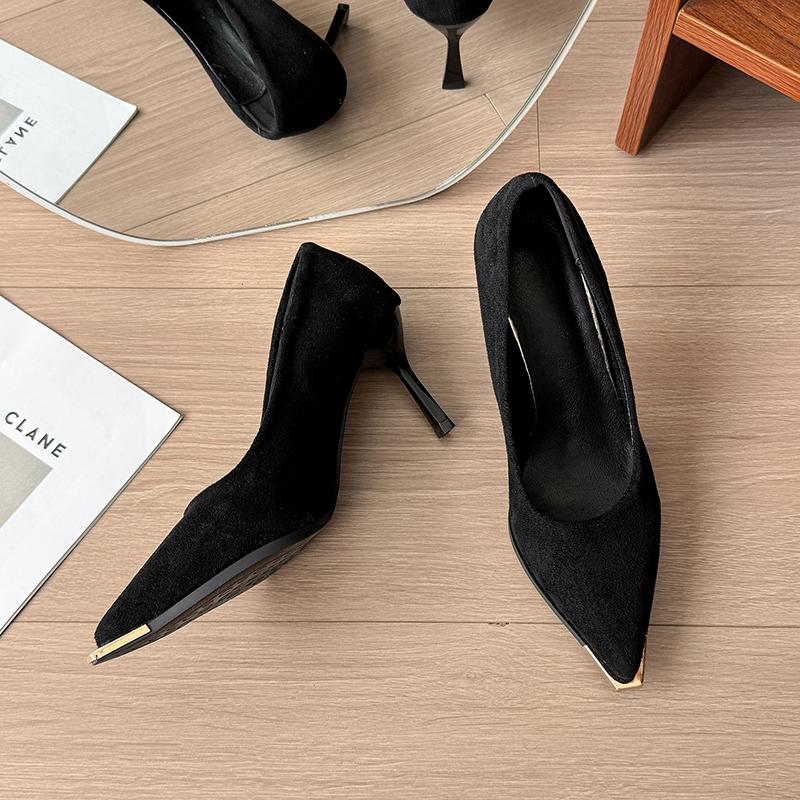 2025 Nouvelles Femmes Nouvelle Mode Chaussures à Talons Hauts à Enfiler Dame Décontracté Printemps & Été Bout Pointu Talons Hauts Tacones Altos