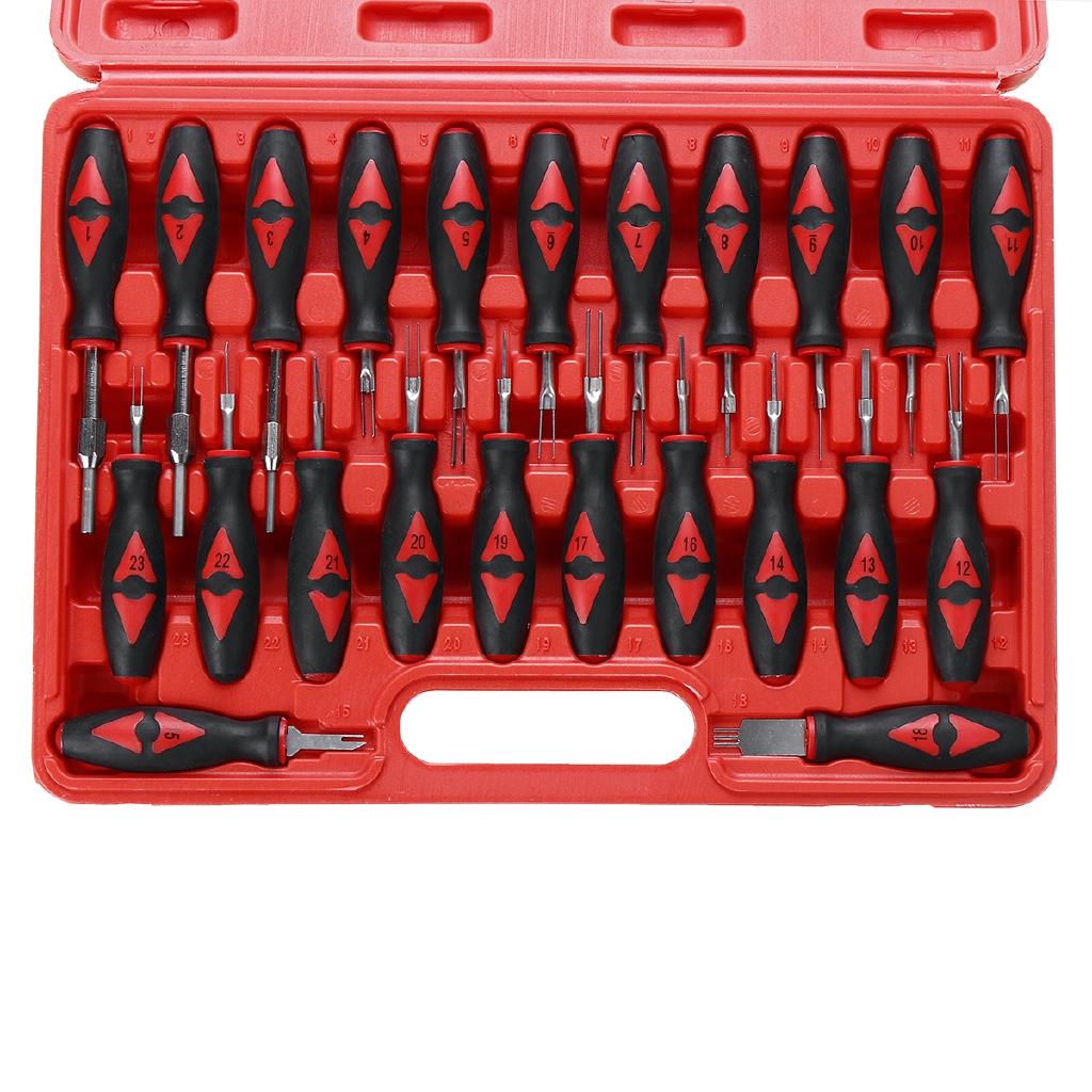 23PCS Harness Connector Remover Tool Package Hand Tool Kit with Plastic Toolbox Universal Terminal Release Tools Set