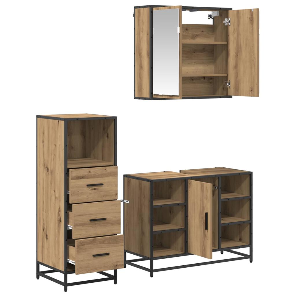 Bathroom Furniture Set 3 Pcs. Artisan Oak 80 X 33 X 60 Cm
