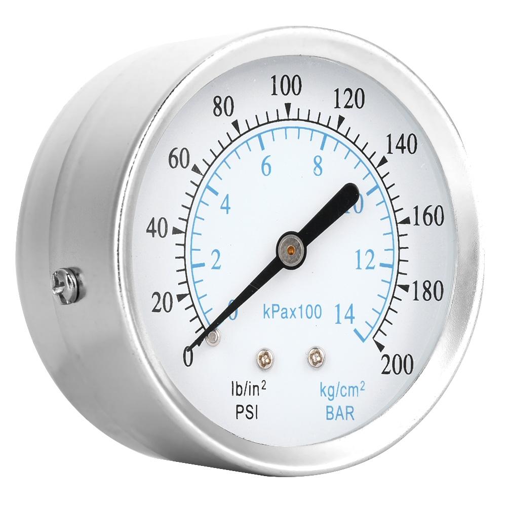 

014kgcm 0200psi Dual Scale Pressure Gauge 18NPT Back Connection