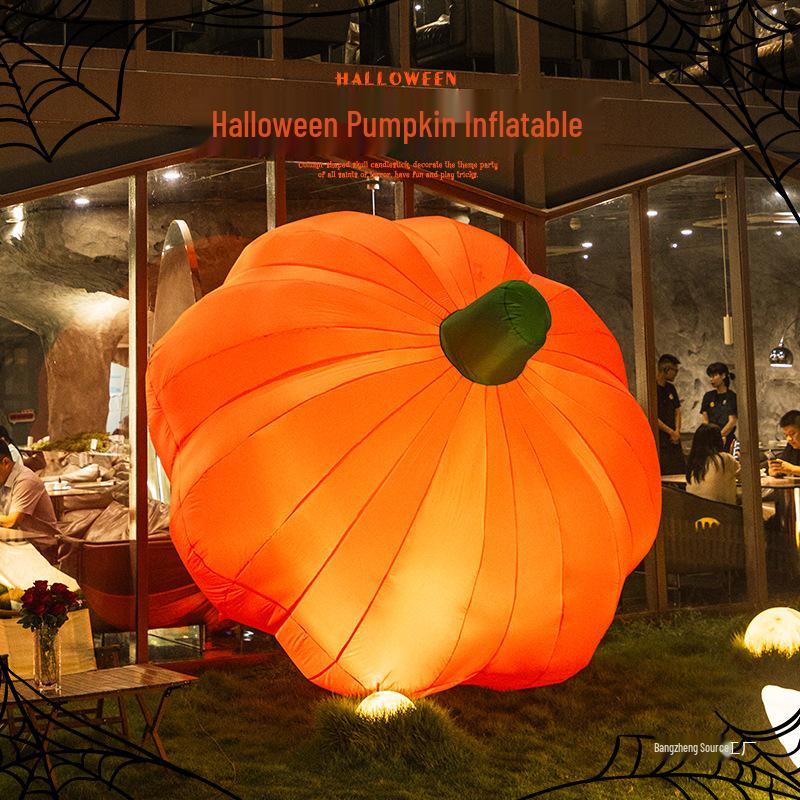 Large Halloween Pumpkin Lantern with Ghost and Spider Décor