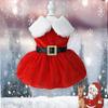 Dog Clothing Cat Red Dress Warm Bow Frock Santa Claus Clothes Kitten Puppy Full Dress Gifts Pets Christmas New Year's Dress