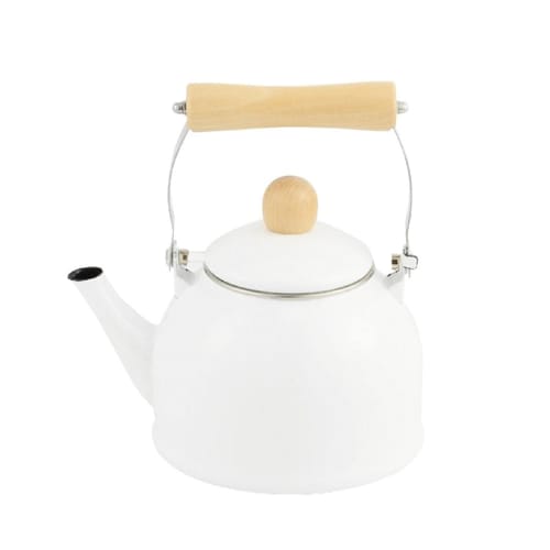 Pearl Metal Just Size IH Compatible Enamel Kettle, 1.4L, White, HB-4901