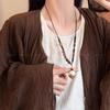 New Chinese retro flower necklace women's national style wooden long Internet celebrity collarbone chain daily match