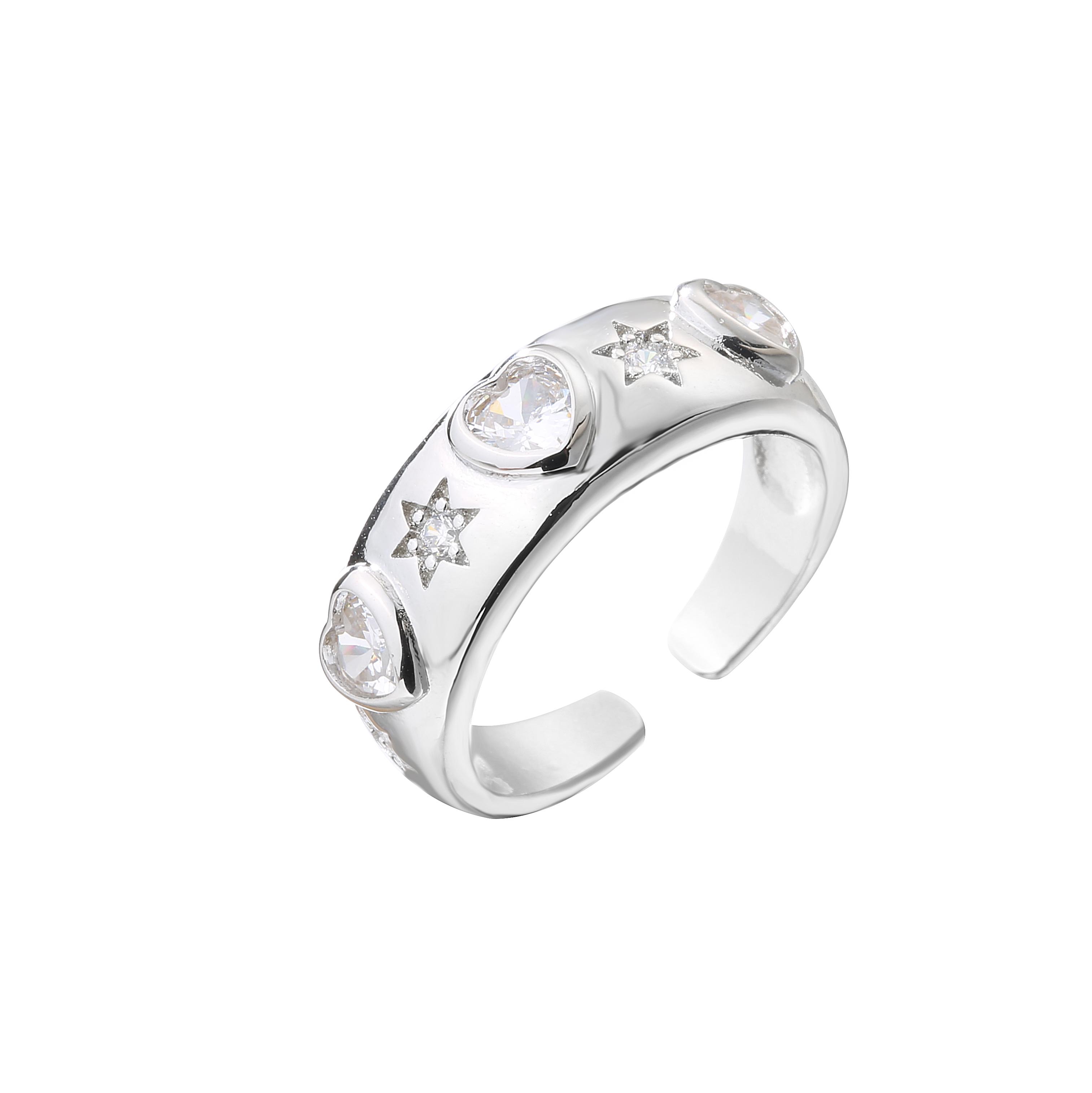 

HECHENG, Heart Ring for women Creative Cubic Zirconia Open Party Ring Fashion Zircon Wholesale
