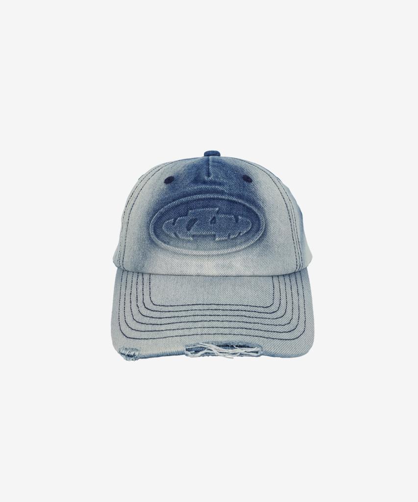 Keijiem Embossed Logo Denim Ball Cap Blue