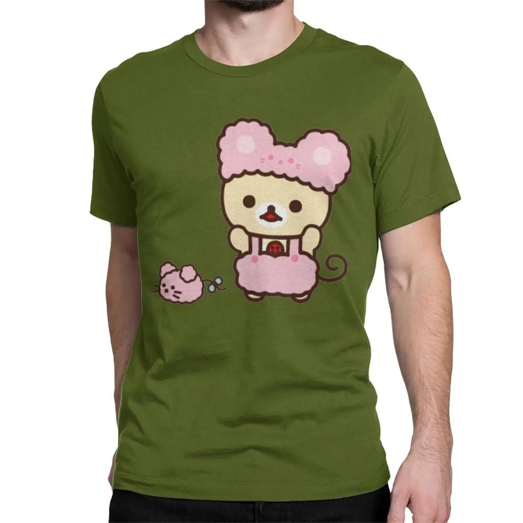 Novelty Rilakkuma Korilakkuma T-Shirts Unisex Wo Unisex Crewneck 100% Cotton T Shirt Short Sleeve Tee Shirt Plus Size Clothing