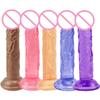 Dildo Mic din Cristal Colorat Transparent de Simulare Fără Ou pentru Uz Adult Masturbator Stick Cupă de Aspirație Dildo