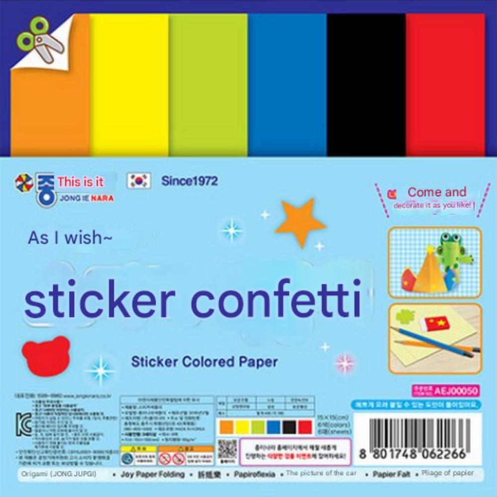 Colorful Sticker Paper by Jong Ie Nara - 6 Colors 1 Set