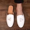 Fashion Black Half Shoes for Men Mules Slippers Leather Shoes Casual Shoes Men Fashion Sapato Social Masculino Mocassin Homme Chaussure